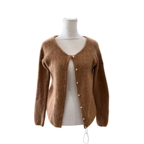 Sezane Gaspard Cardigan Camel Brown Mohair Alpaca Knit Sweater Womens XS - Picture 3 of 8